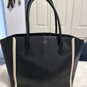 kate spade Large Black Tote with Cream Trim Accents